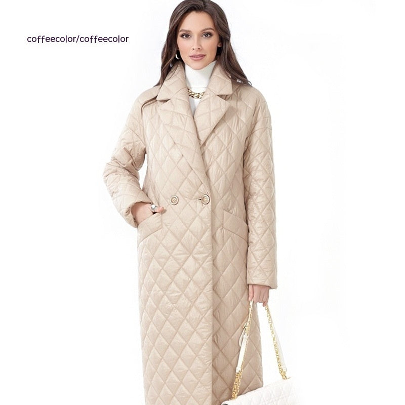 Women's Long Thin Coat Lapel Cotton-padded Coat