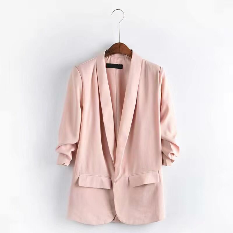 Casual Suit Jacket With Pleated Sleeve Pockets