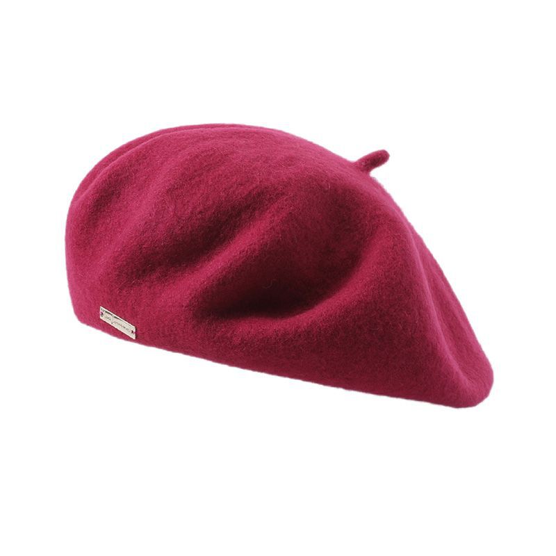 Gorro a juego de color puro, grueso, cálido, informal, para temporada informal