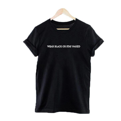 Camiseta negra o desnuda, divertida camiseta Harajuku Tumblr Hipster para mujer, camiseta informal blanca y negra, ropa para mujer