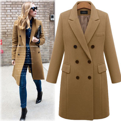 Long woolen coat wool coat in windbreaker