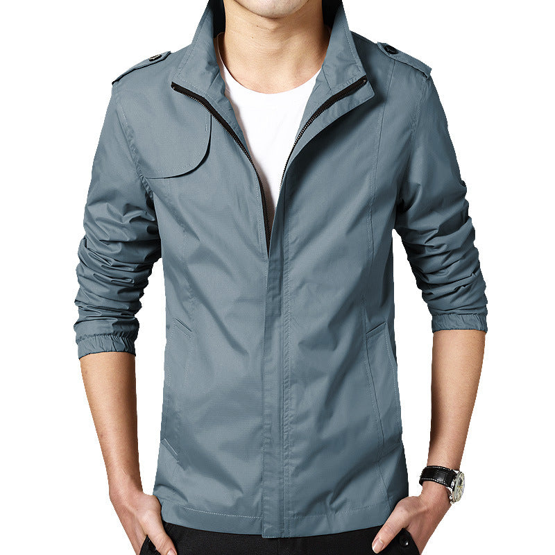 Chaqueta delgada casual de color sólido de moda para hombre