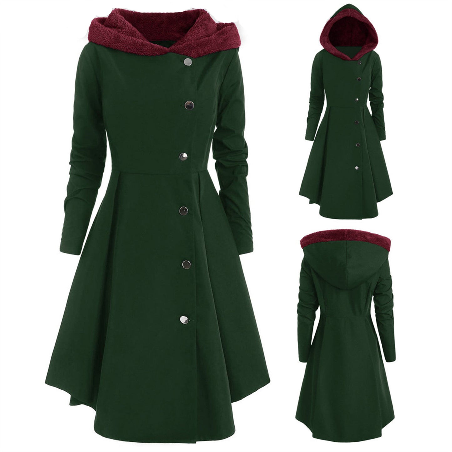 Bombshell Christmas Trench Abrigo largo con capucha para mujer Mujer