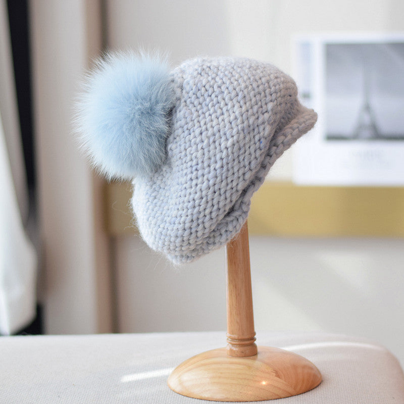 Retro Handmade Thick Thread Knitted Woolen Cap