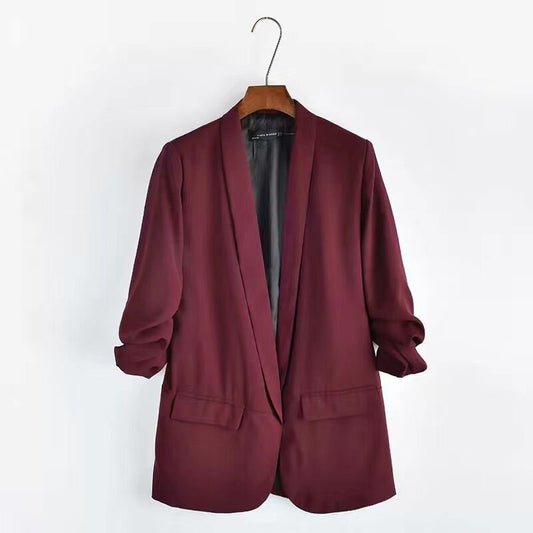 Casual Suit Jacket With Pleated Sleeve Pockets