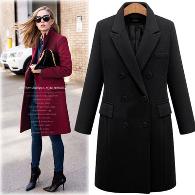 Long woolen coat wool coat in windbreaker