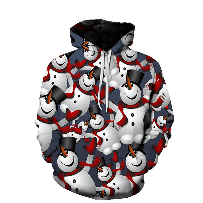 Men's And Women's Fashion Casual Christmas Digital Printing Long-sleeved Pullover