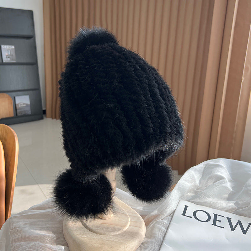 Winter Fashionable Warm Thickened Mink Plush Earmuff Hat