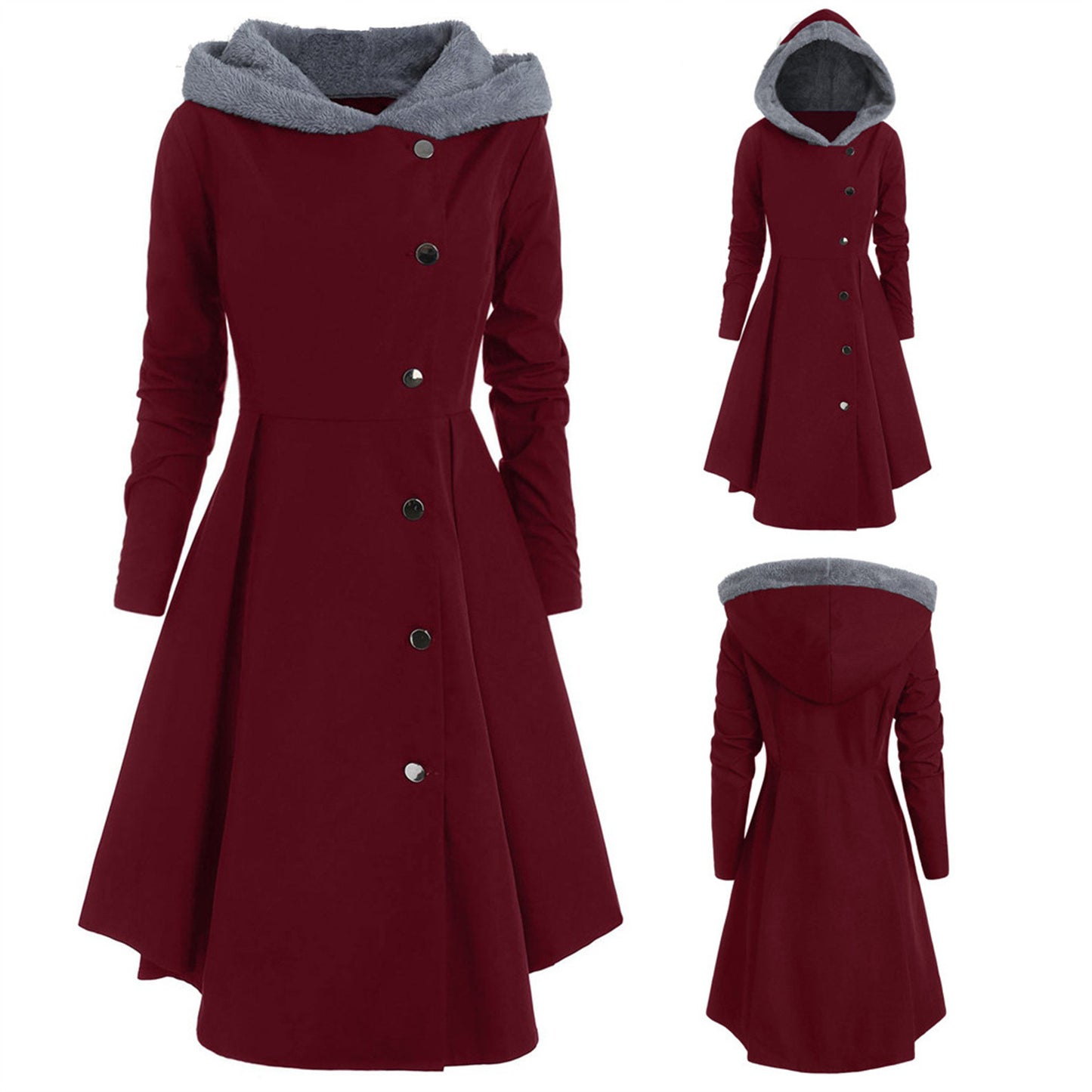 Bombshell Christmas Trench Abrigo largo con capucha para mujer Mujer