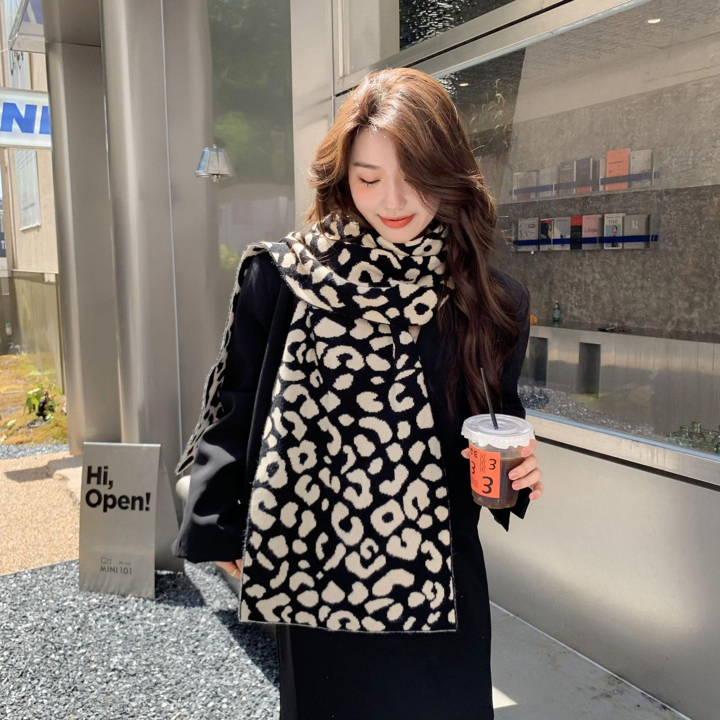 Europe And America Fashion Leopard Scarf Versatile Warm Keeping Women