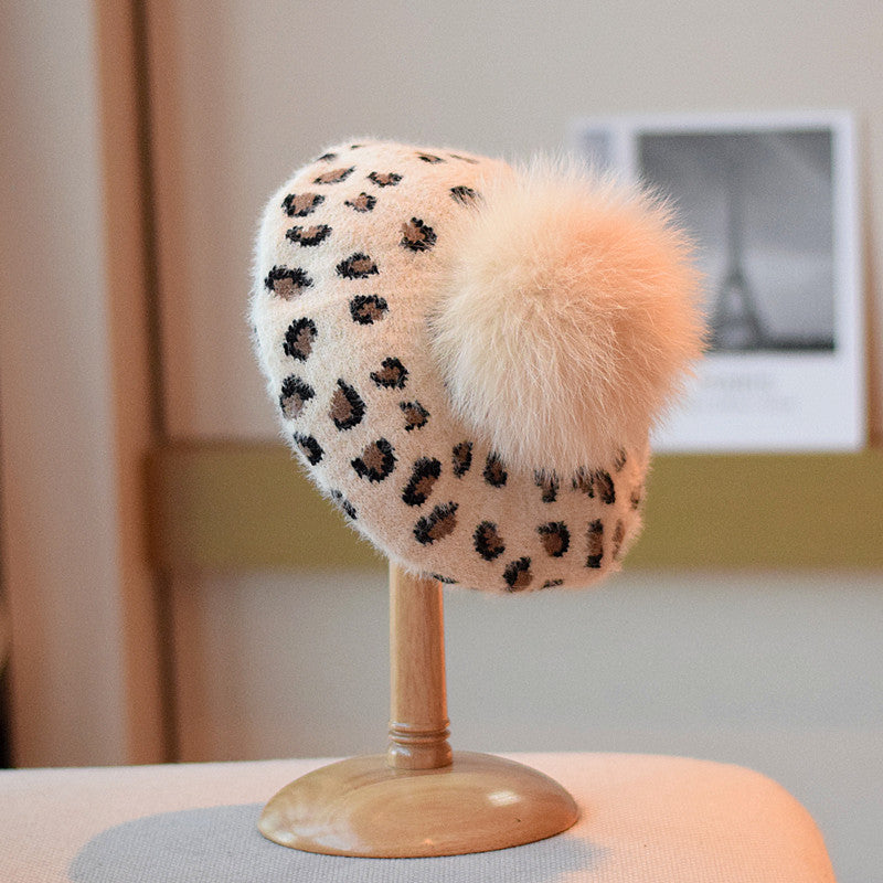 Retro Mink-like Wool All-match Leopard Hat Fashion