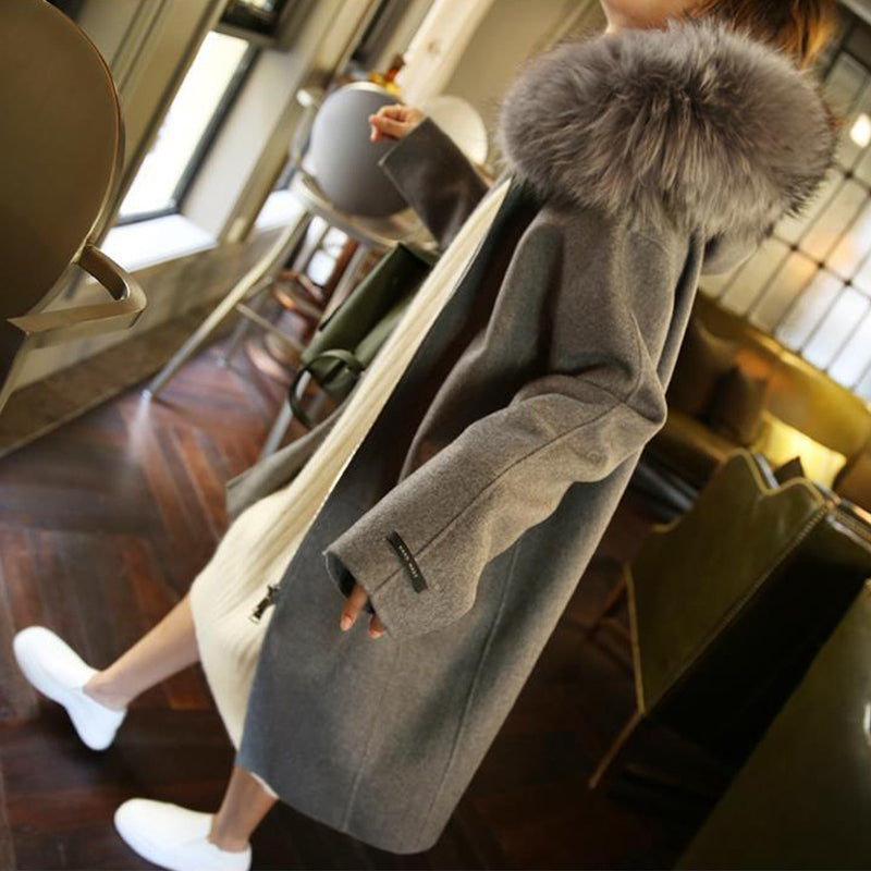 Autumn And Winter  Fat Plus Size Women's Mid-length Woolen Coat