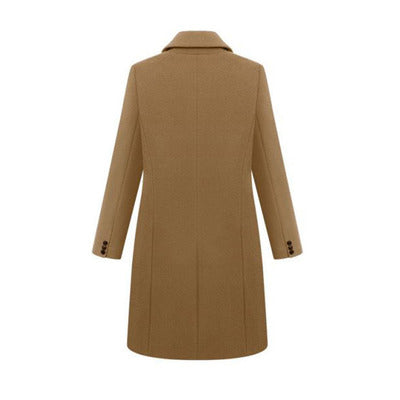 Long woolen coat wool coat in windbreaker