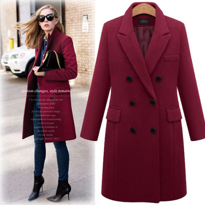 Long woolen coat wool coat in windbreaker