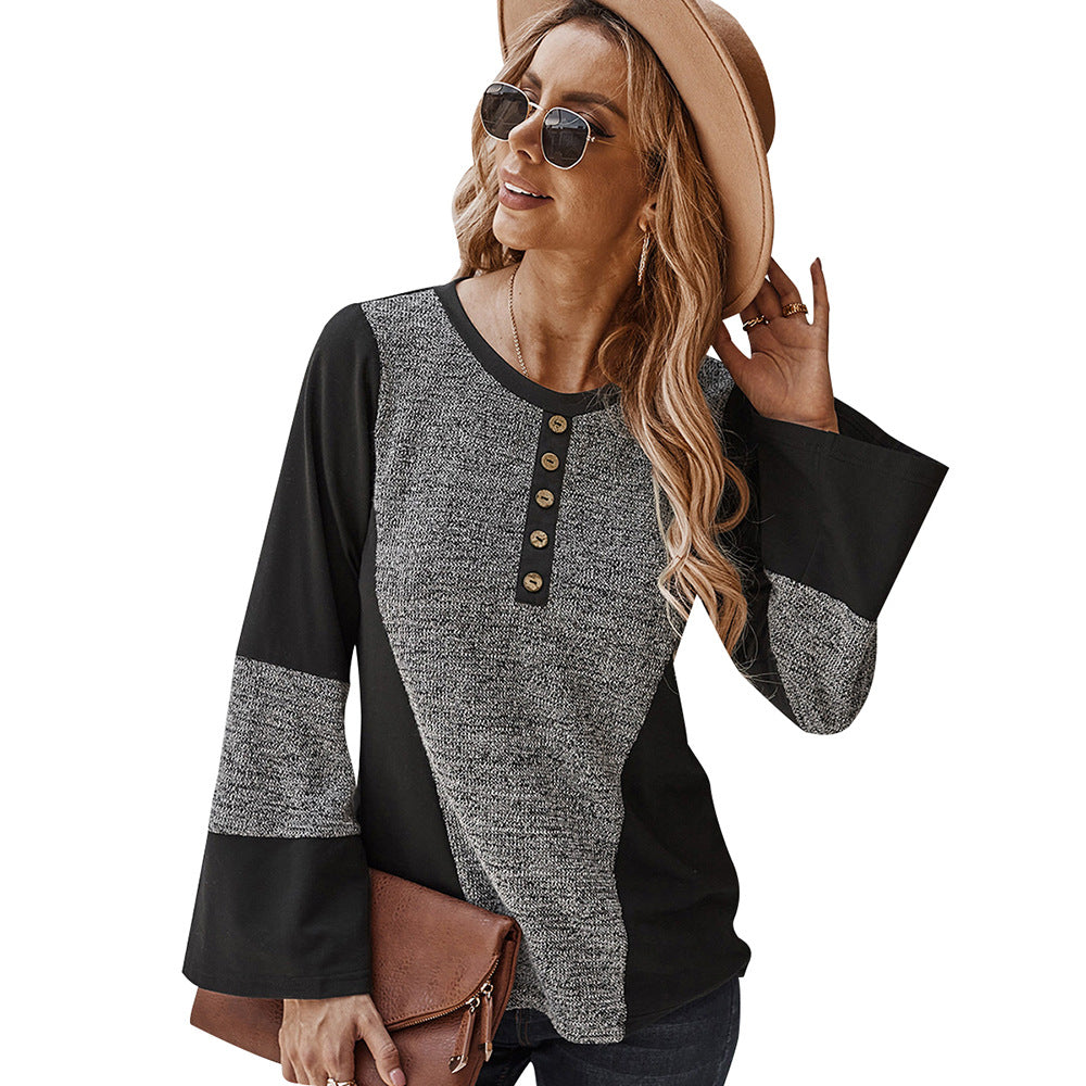 Early Spring Patchwork Loose Shirt Casual Holiday Women's Wear