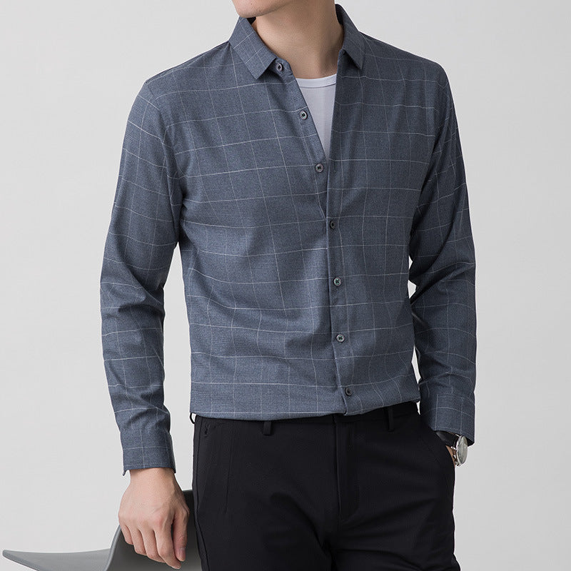 Fall New Style Plaid Shirt Men Square Collar