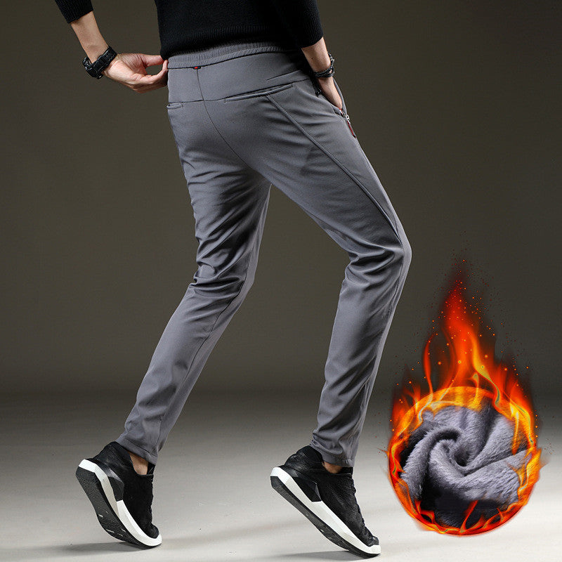 Otoño / Invierno Nuevo estilo más pantalones casuales elásticos de terciopelo para hombres 