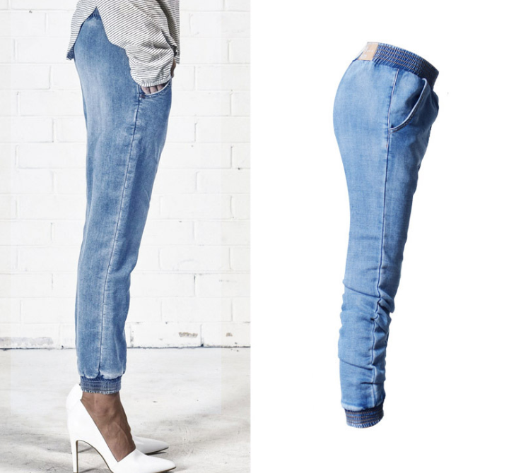 Elastic Waist Jeans Women Casual Female Cross-pants Plus Size Big and Tall Women Clothes High Quality Woman Summer Jeans S2814