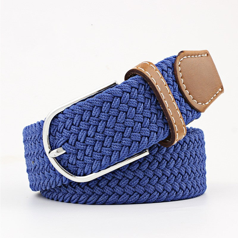 Women's Canvas Belt Student Pants Casual Stretch Braided Needle Buckle