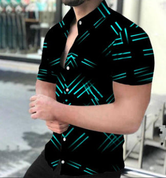 Camisa de solapa con estampado digital para hombre