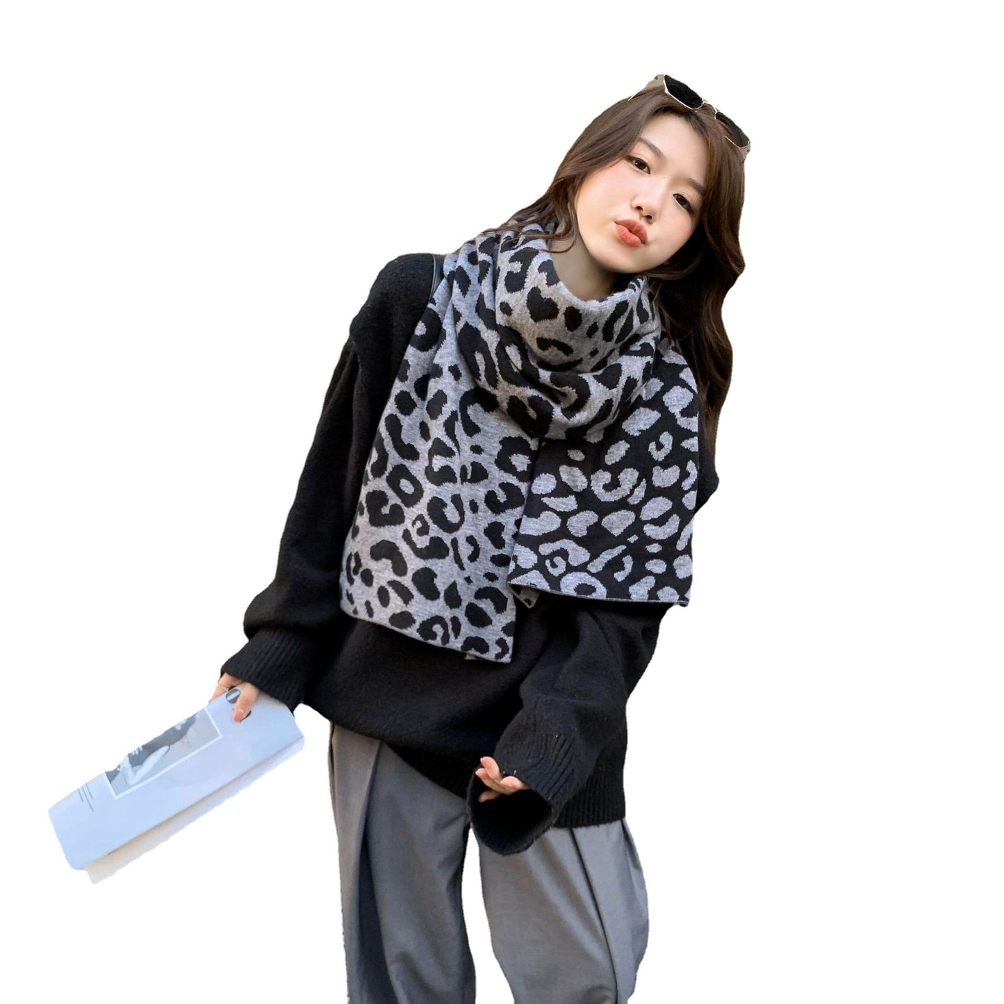 Europe And America Fashion Leopard Scarf Versatile Warm Keeping Women