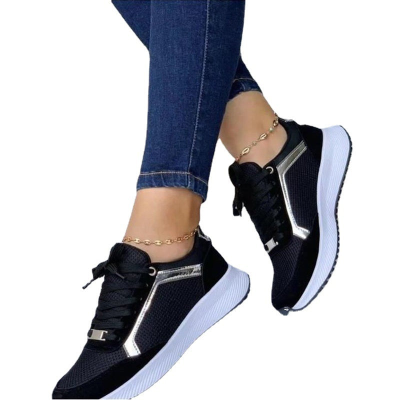 Breathable Round Head Flat Sneakers Women's Shoes