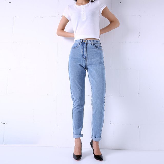 Pantalones Harem Vintage Jeans De Cintura Alta Mujer Novios