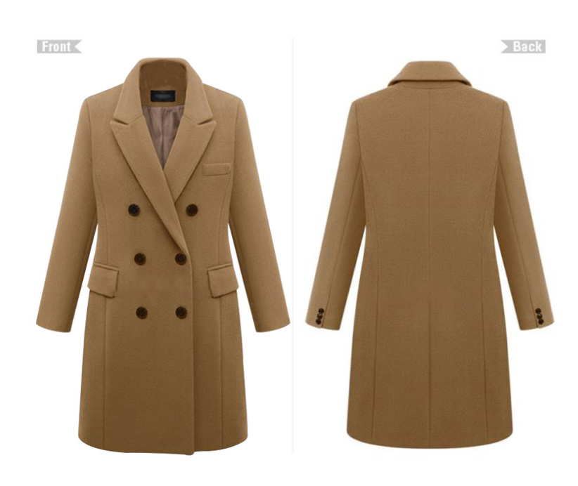 Long woolen coat wool coat in windbreaker