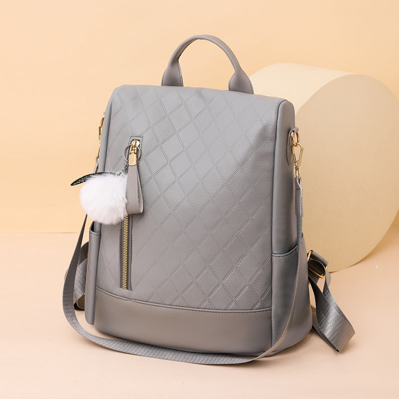 Women's Fashion Soft Leather Preppy Style Backpack