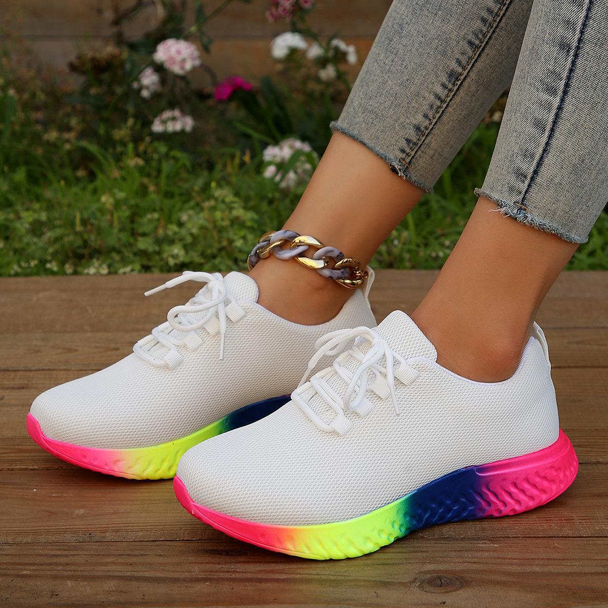 Zapatos de tacón de estiramiento bajo Rainbow de talla grande para mujer