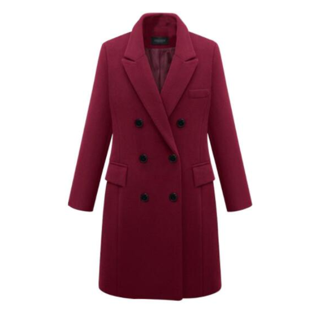 Long woolen coat wool coat in windbreaker