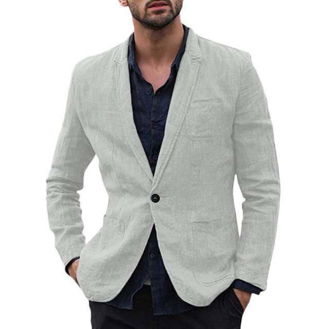 Otoño sólido para hombres trajes finos de algodón Blazers chaqueta coa