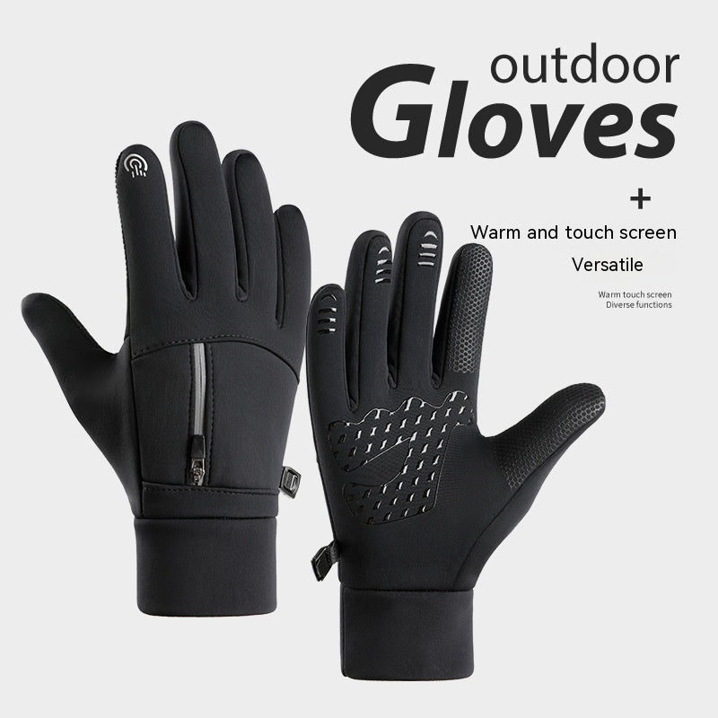 Guantes de ciclismo cálidos de terciopelo impermeables al aire libre