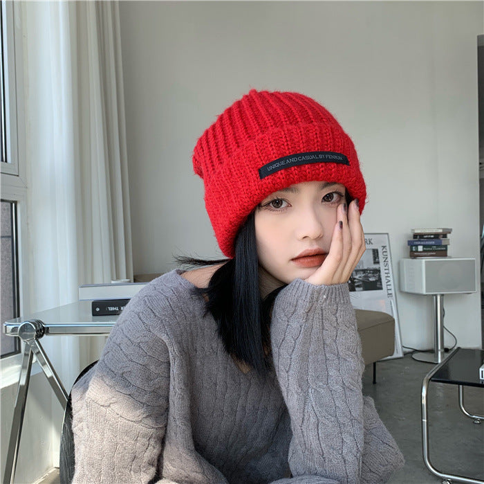 Women's Autumn And Winter Thickening Wool Blend Knitted Hat