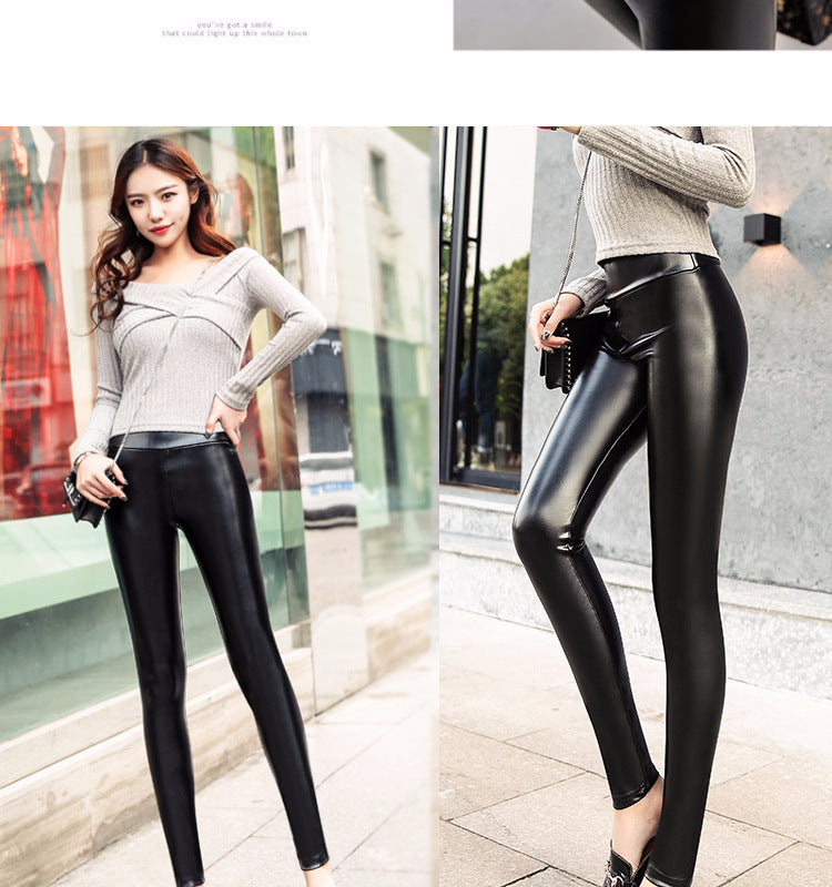 Leather Pants Women's Thick Large Size High Waist PU Leather Leggings