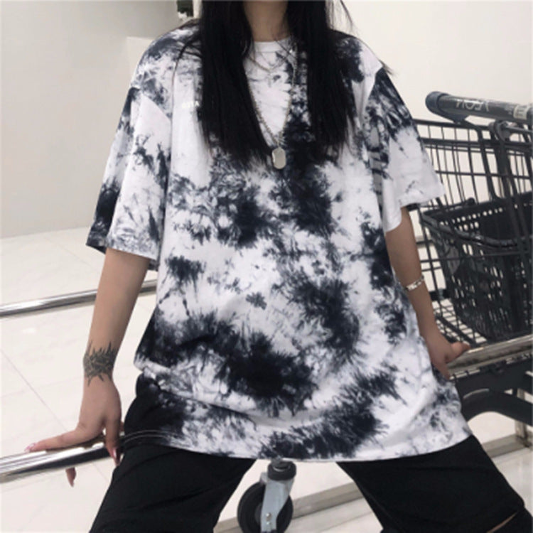 Tie Dye Print T Shirt Women Tops Tees O-neck