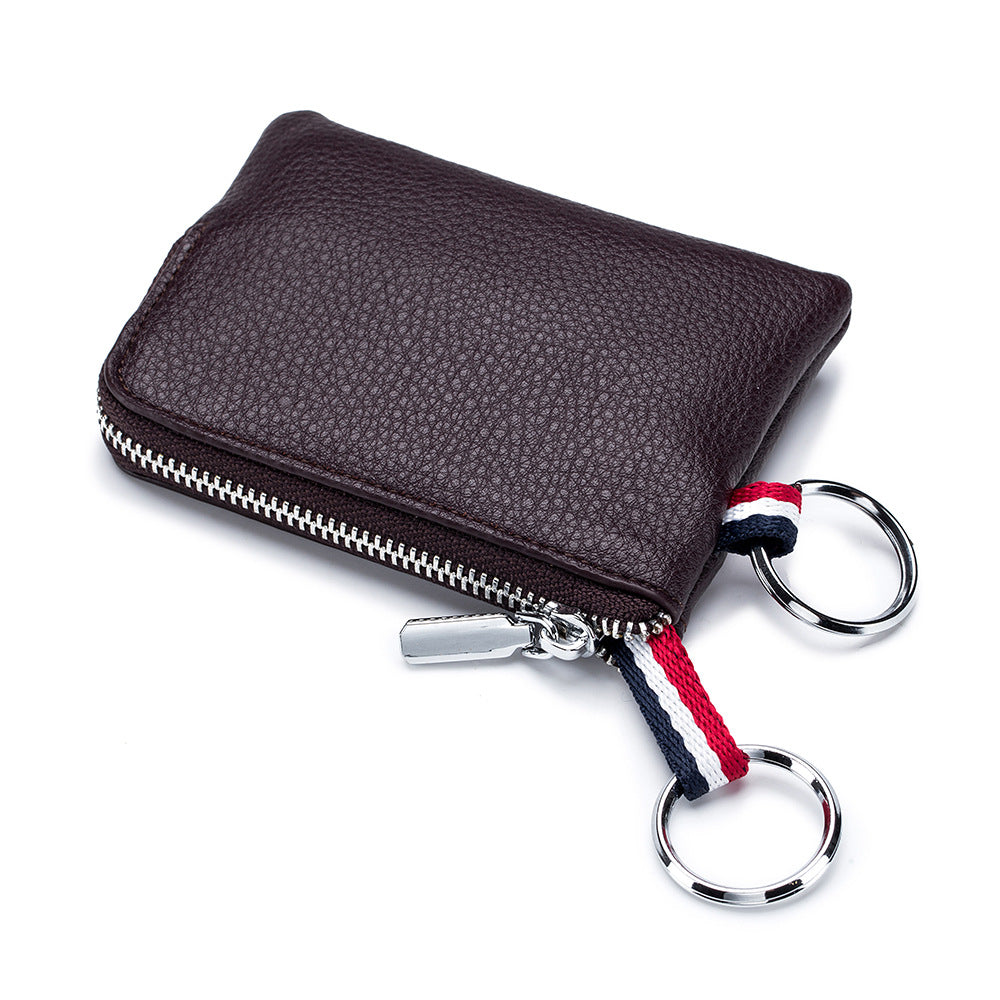 Monedero para hombre, minibilletera de cuero europeo y americano, cuero suave con cremallera, monedero, licencia de conducir, estuche para llaves, tarjetero ultrafino