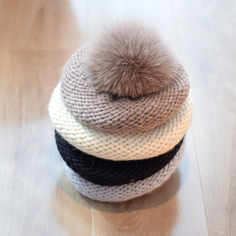 Retro Handmade Thick Thread Knitted Woolen Cap