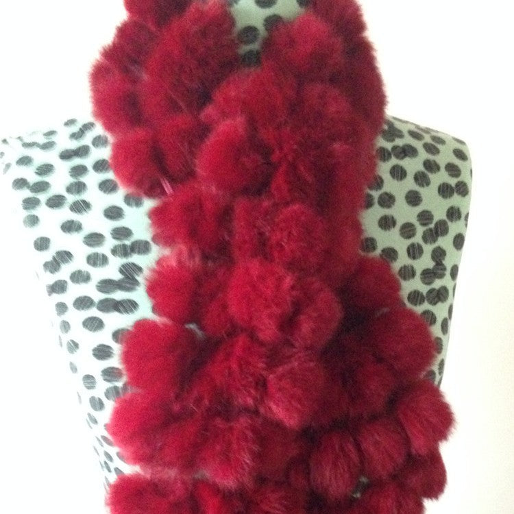 Four-row Ball Rabbit Fur Scarf