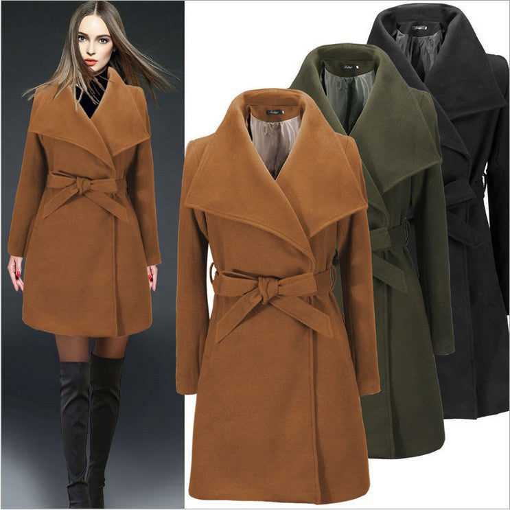 Women's Woolen Coat Slim Long Woolen Coat