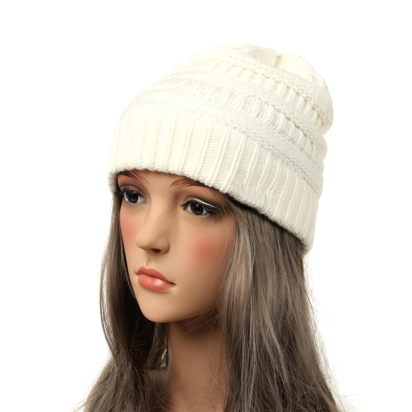 Gorro de punto cálido para mujer transfronterizo Gorra de color sólido simple