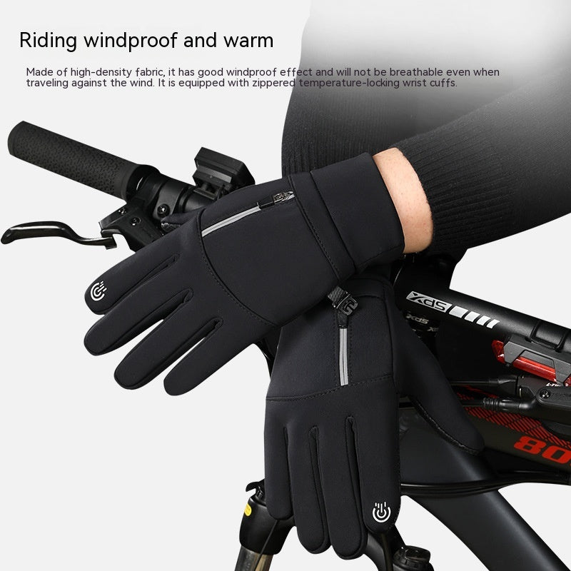 Guantes de ciclismo cálidos de terciopelo impermeables al aire libre