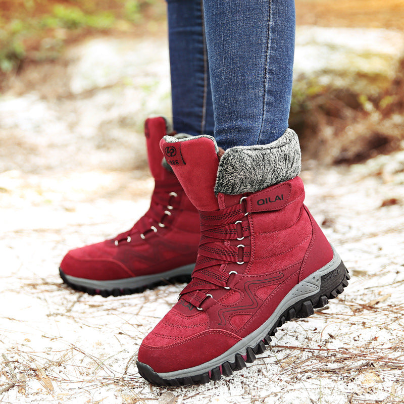 Botas de tobillo para mujer, zapatos de invierno, botas de nieve para mujer, zapatos cálidos para madre con cordones