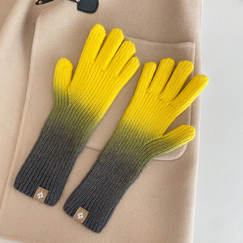 Guantes Degradados Cálidos De Invierno De Moda