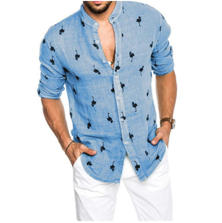 Camisa lino solapa a juego hombre