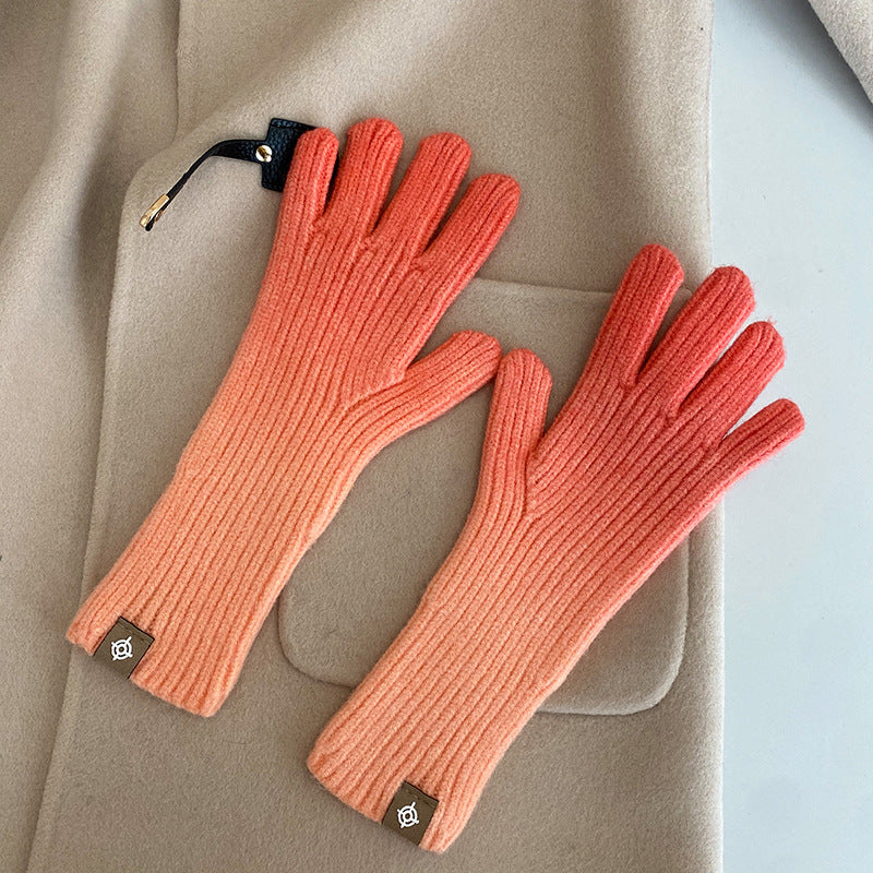 Guantes Degradados Cálidos De Invierno De Moda