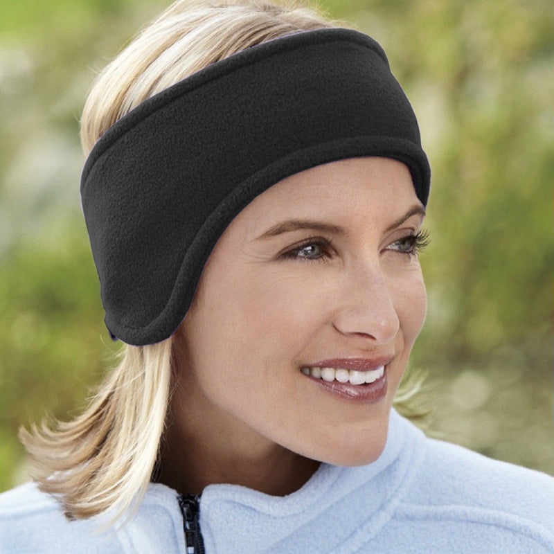 Polar Fleece Double Layer Thermal Hair Band Ski Outdoor Windproof Ear Protection Headwear