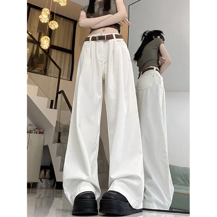 High Waist Loose And Slimming Khaki Wide Leg Jeans