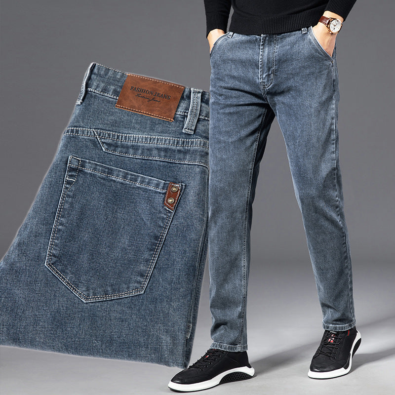 Jeans Gris Ahumado Recto Suelto Para Hombre