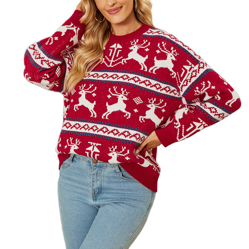 Loose Christmas Festival Deer Sweater For Women